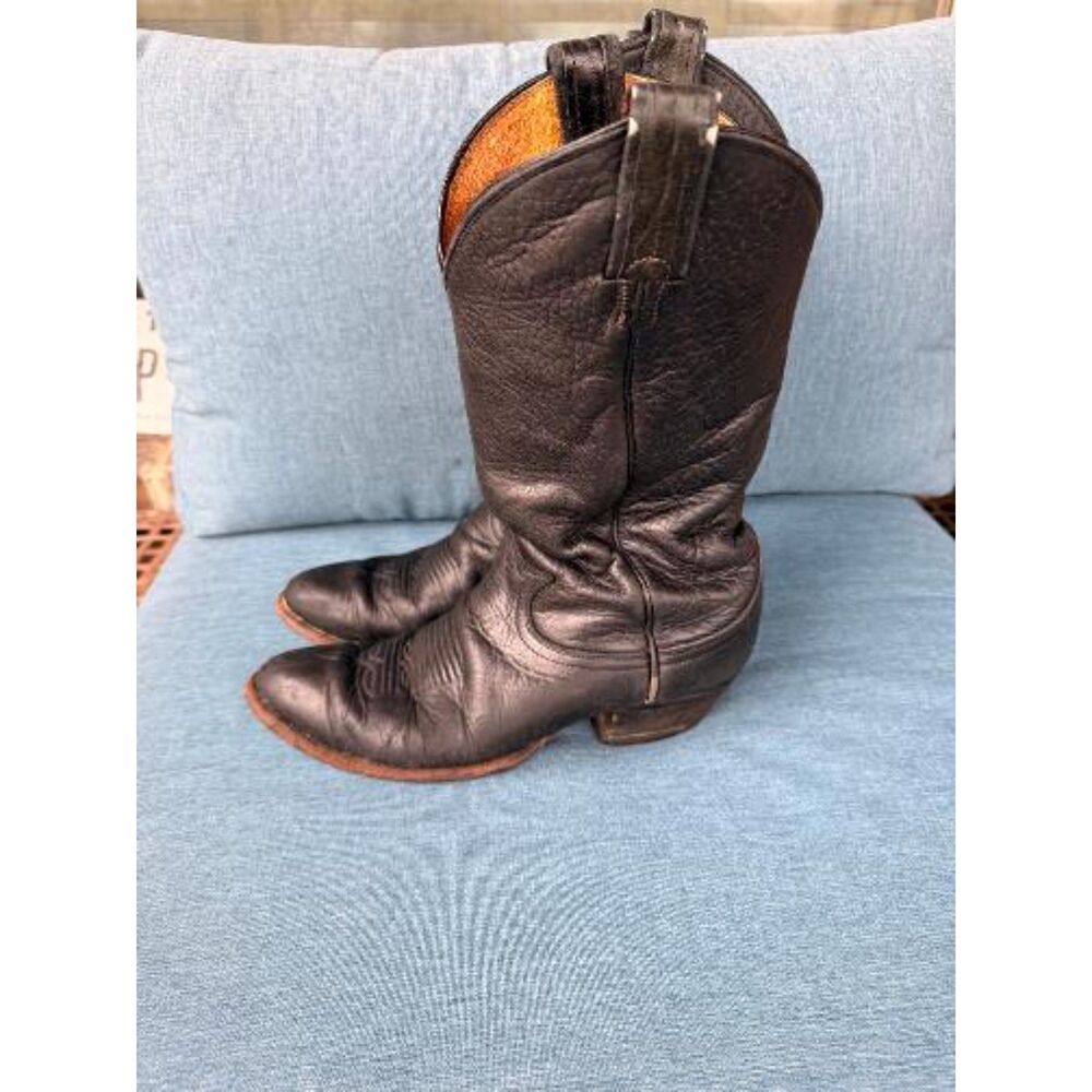 π€ Vintage Tony Lama 6002 Black Western Cowboy Boots Womenβs 8B - Picture 3 of 7